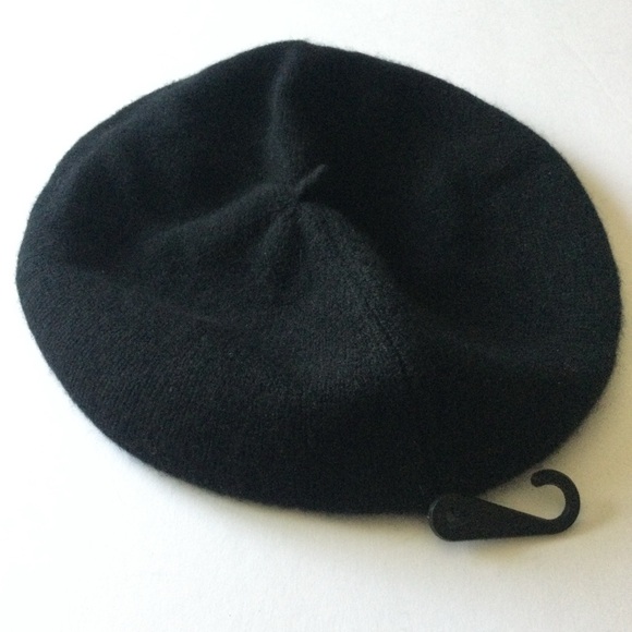 NORDSTROM RACK CASHMERE KNIT BERET BLACK OS NWOT - Picture 6 of 9